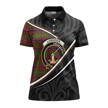 Lumsden Tartan Family Crest Women's Polo Shirt Celtic Scottish Thistle Floral - Tartan Vibes Clothing