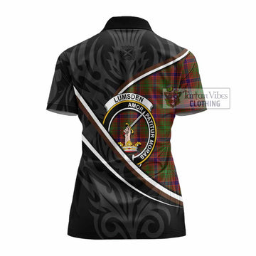 Lumsden Tartan Family Crest Women's Polo Shirt Celtic Scottish Thistle Floral - Tartan Vibes Clothing