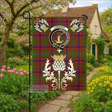 Lumsden Tartan Garden Flag with Golden Regal Scottish Thistle Emblem - Tartan Vibes Clothing
