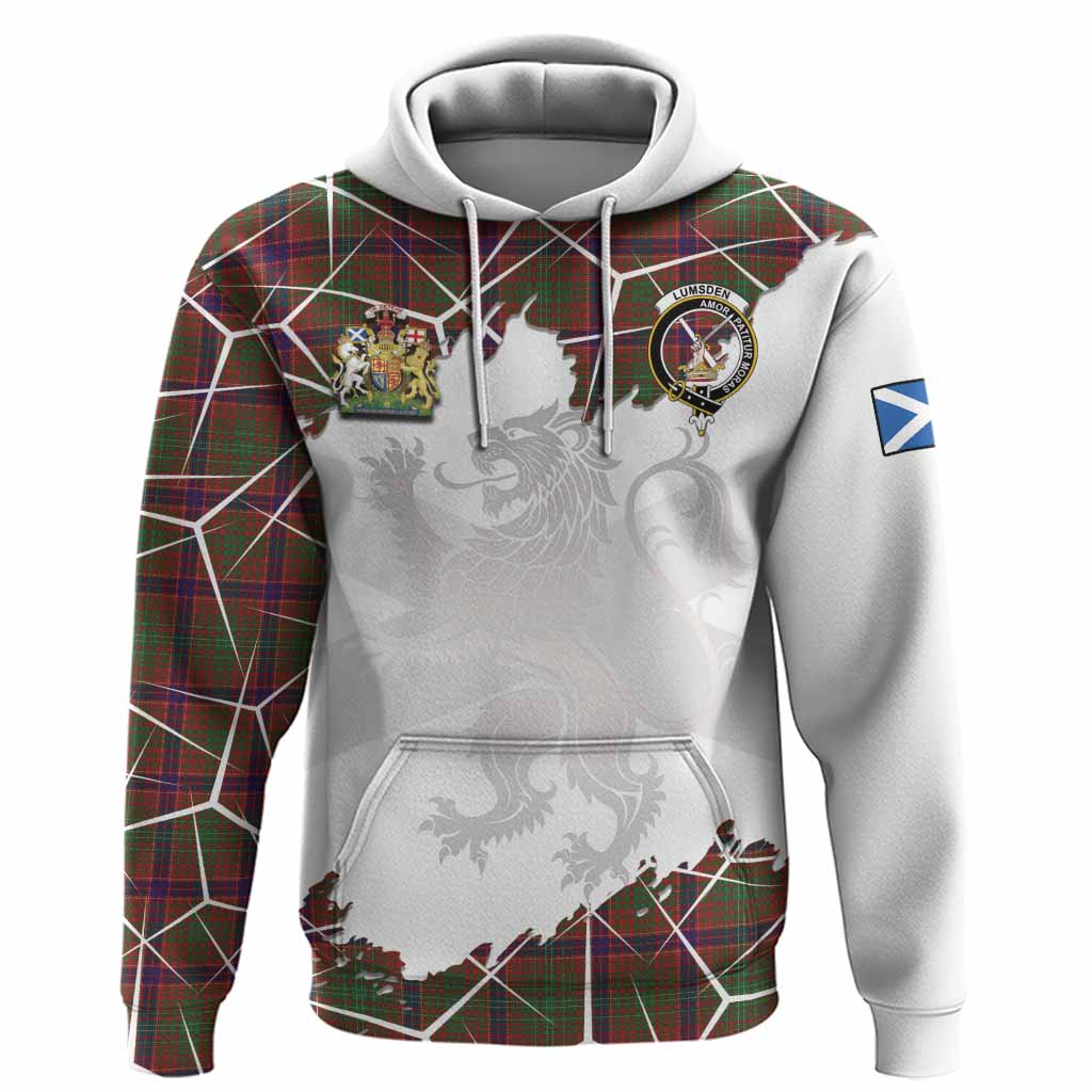 Lumsden Tartan Hoodie with Family Crest and Lion Rampant Grunge Style
