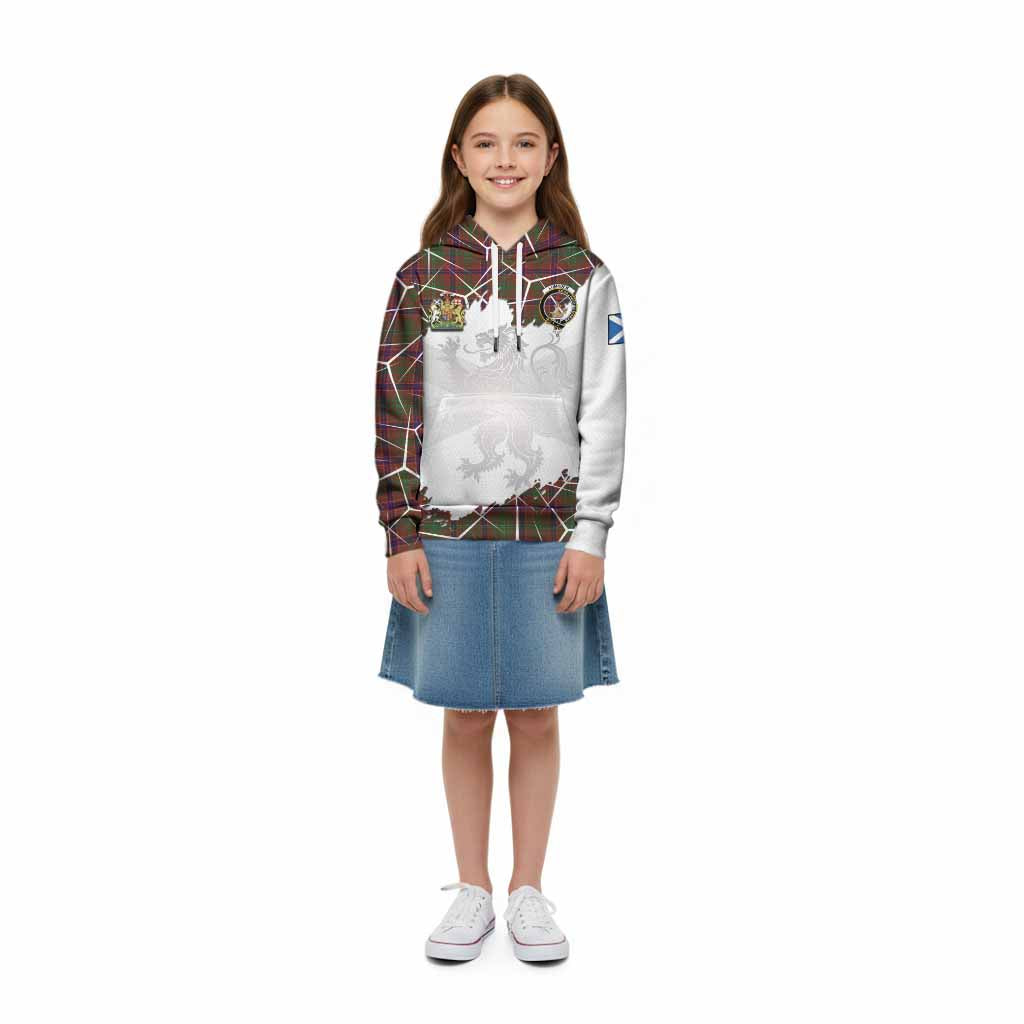 Lumsden Tartan Kid Hoodie with Family Crest and Lion Rampant Grunge Style