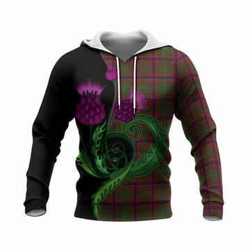 Lumsden Tartan Knitted Hoodie Traditional Scottish Thistle