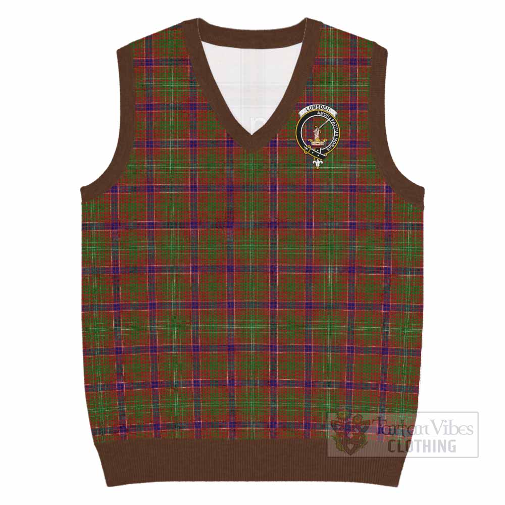Lumsden Tartan Knitted V-Neck Vest with Family Crest - Tartan Vibes Clothing