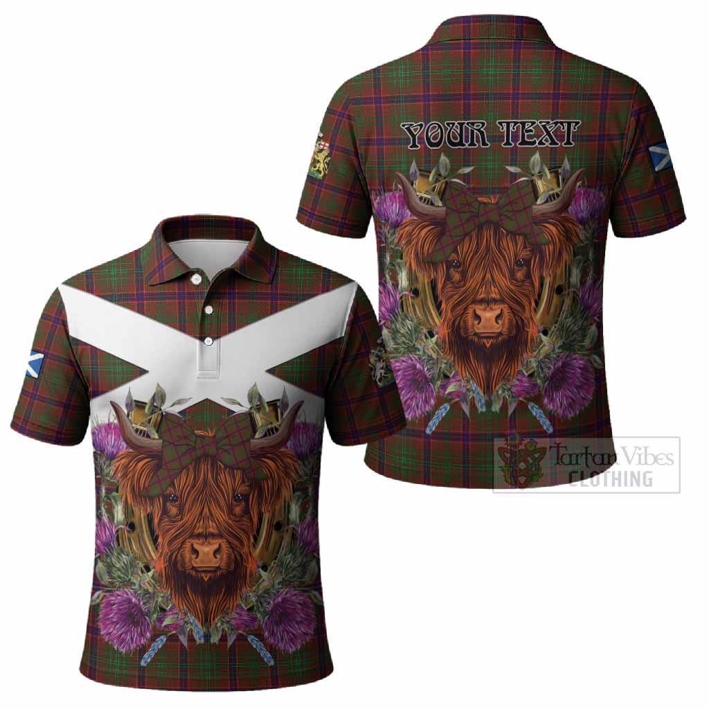 Lumsden Tartan Polo Shirt Scottish Thistle Heilan Coo