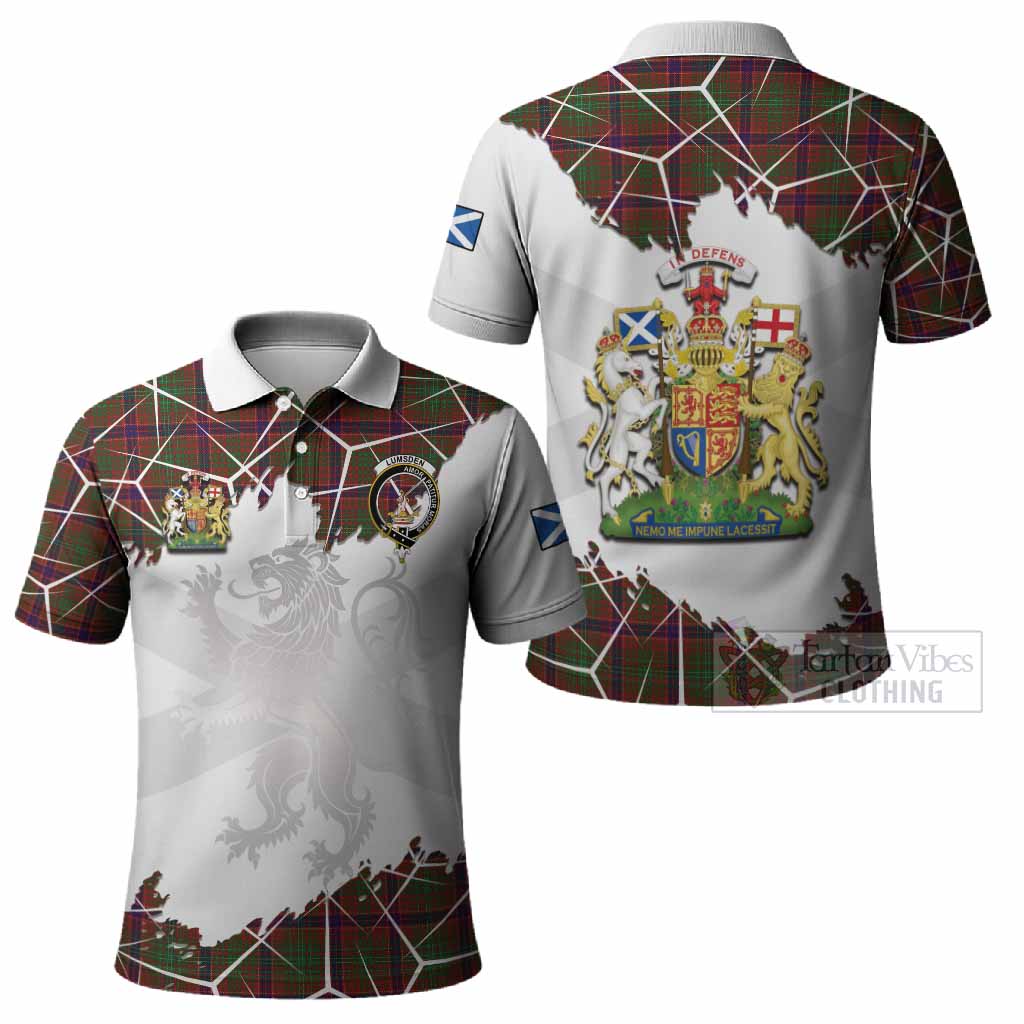 Lumsden Tartan Polo Shirt with Family Crest and Lion Rampant Grunge Style