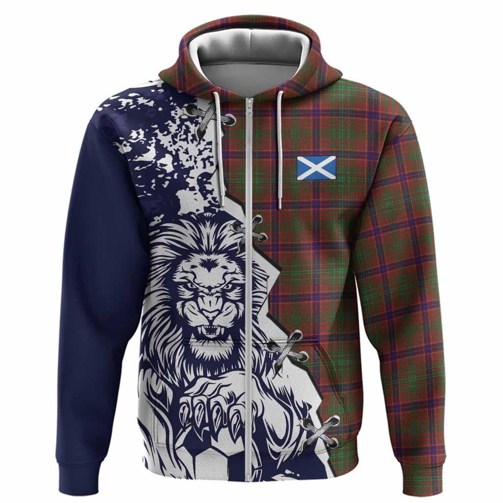 Lumsden Tartan Scottish Hoodie Angry Lion With Soccer Ball Style