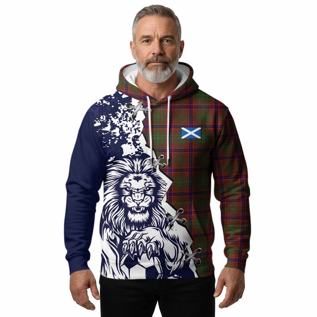 Lumsden Tartan Scottish Hoodie Angry Lion With Soccer Ball Style