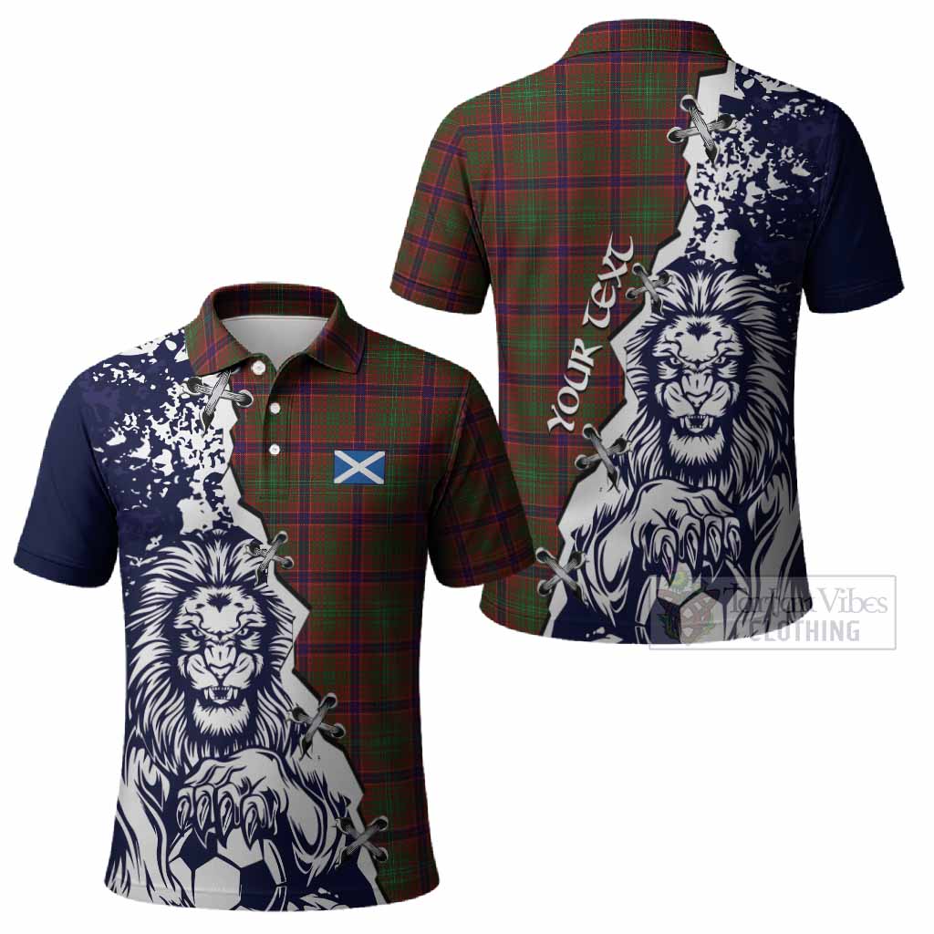 Lumsden Tartan Scottish Polo Shirt Angry Lion With Soccer Ball Style