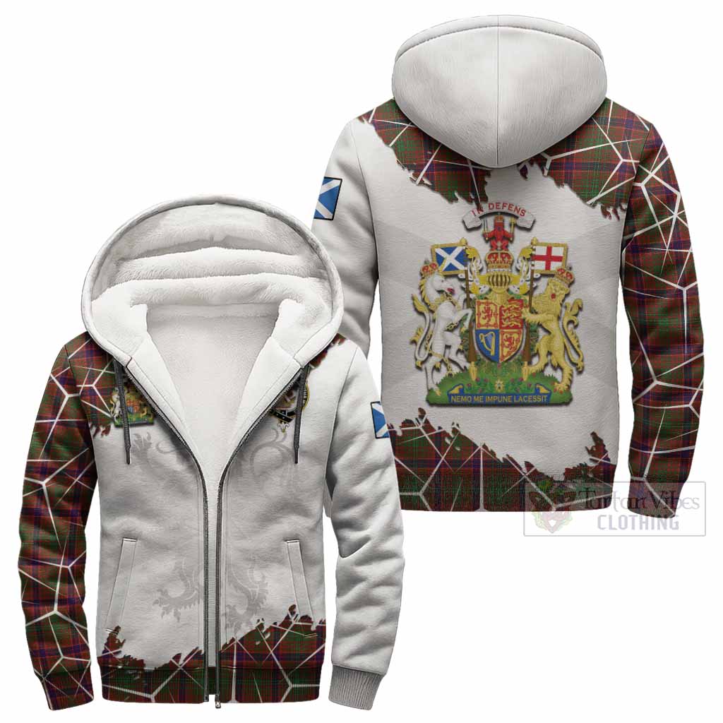 Lumsden Tartan Sherpa Hoodie with Family Crest and Lion Rampant Grunge Style