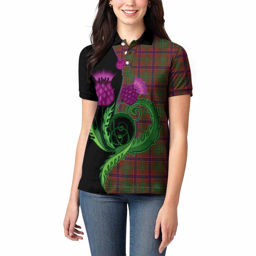 Lumsden Tartan Women Polo Shirt Traditional Scottish Thistle