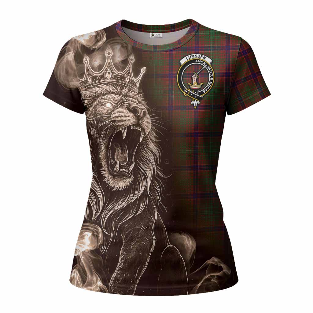 Lumsden Tartan Women T shirt Roaring Lion Heritage