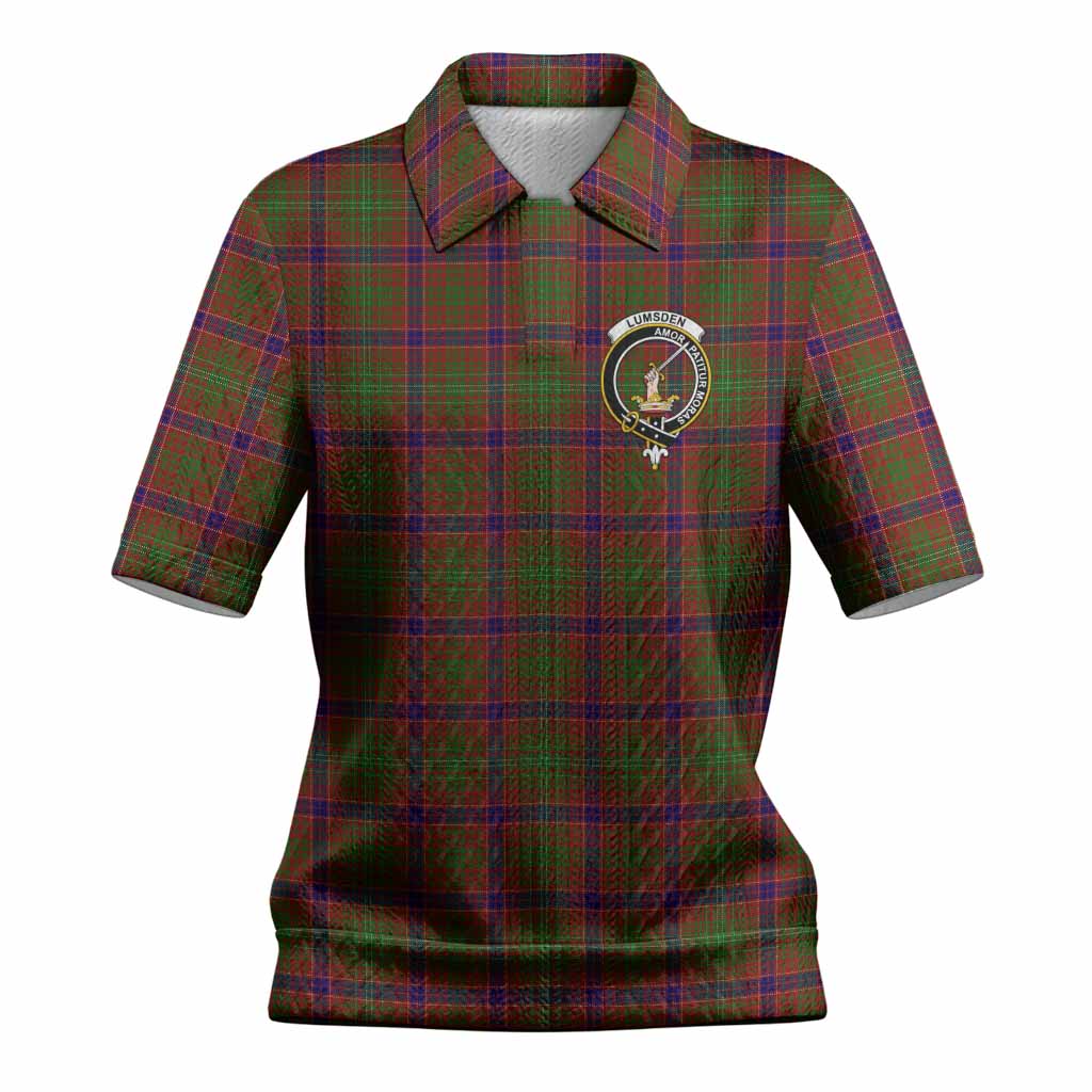 Lumsden Tartan Women’s Polo Sweater Top with Family Crest