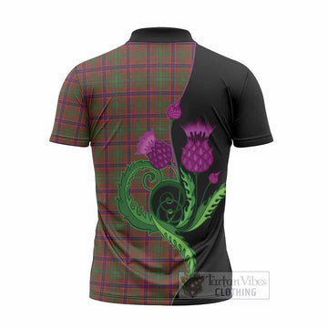 Lumsden Tartan Zipper Polo Shirt Traditional Scottish Thistle