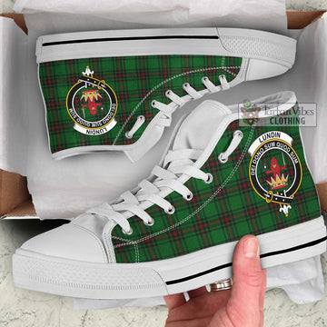 Lundin Tartan High Top Shoes with Family Crest Kid High Top - White Sole - Tartan Vibes Clothing