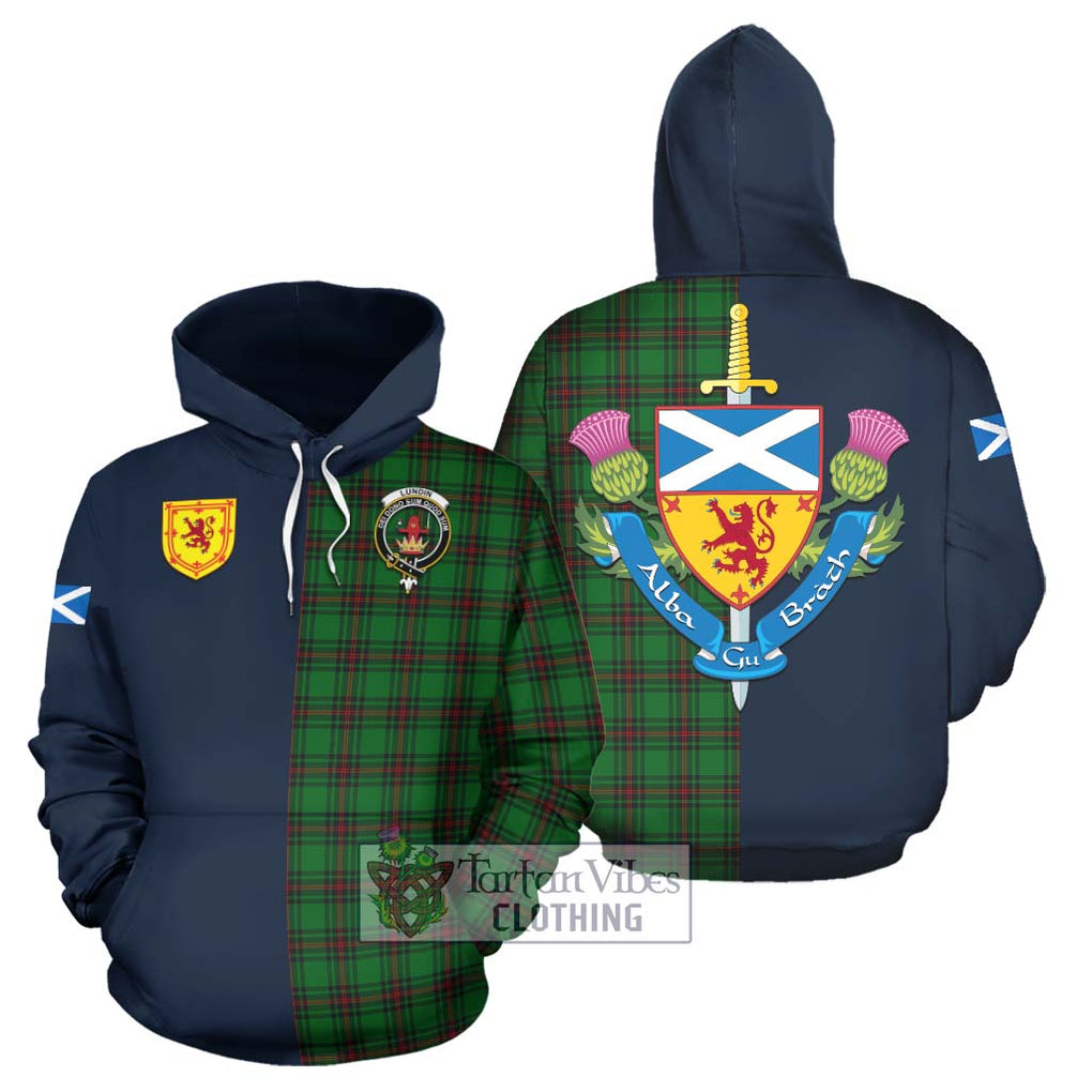 Lundin Tartan Hoodie Alba with Scottish Lion Royal Arm Half Style Zip Hoodie - Tartan Vibes Clothing