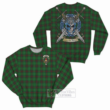 Lundin Tartan Sweatshirt with Family Crest Celtic Skull Style Unisex - Tartan Vibes Clothing