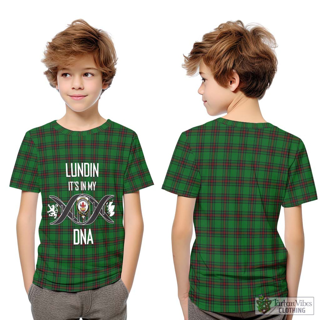 Lundin Tartan Kid T-Shirt with Family Crest DNA In Me Style Youth XL Size14 - Tartan Vibes Clothing