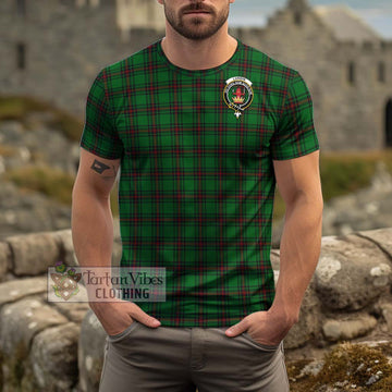 Lundin Tartan Cotton T-Shirt with Family Crest Men's Shirt - Tartanvibesclothing Shop