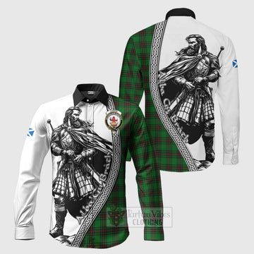 Lundin Tartan Clan Crest Long Sleeve Button Shirt with Highlander Warrior Celtic Style Men's Shirt S - Tartan Vibes Clothing