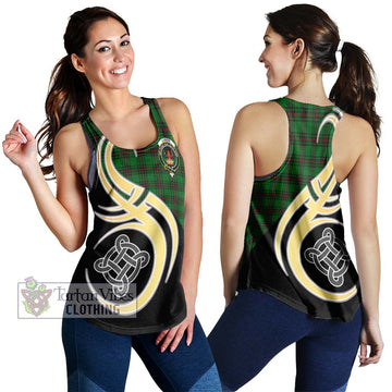 Lundin Tartan Women's Racerback Tanks with Family Crest and Celtic Symbol Style 4XL - Tartan Vibes Clothing
