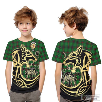 Lundin Tartan Kid T-Shirt with Family Crest Celtic Wolf Style Youth XL Size14 - Tartan Vibes Clothing