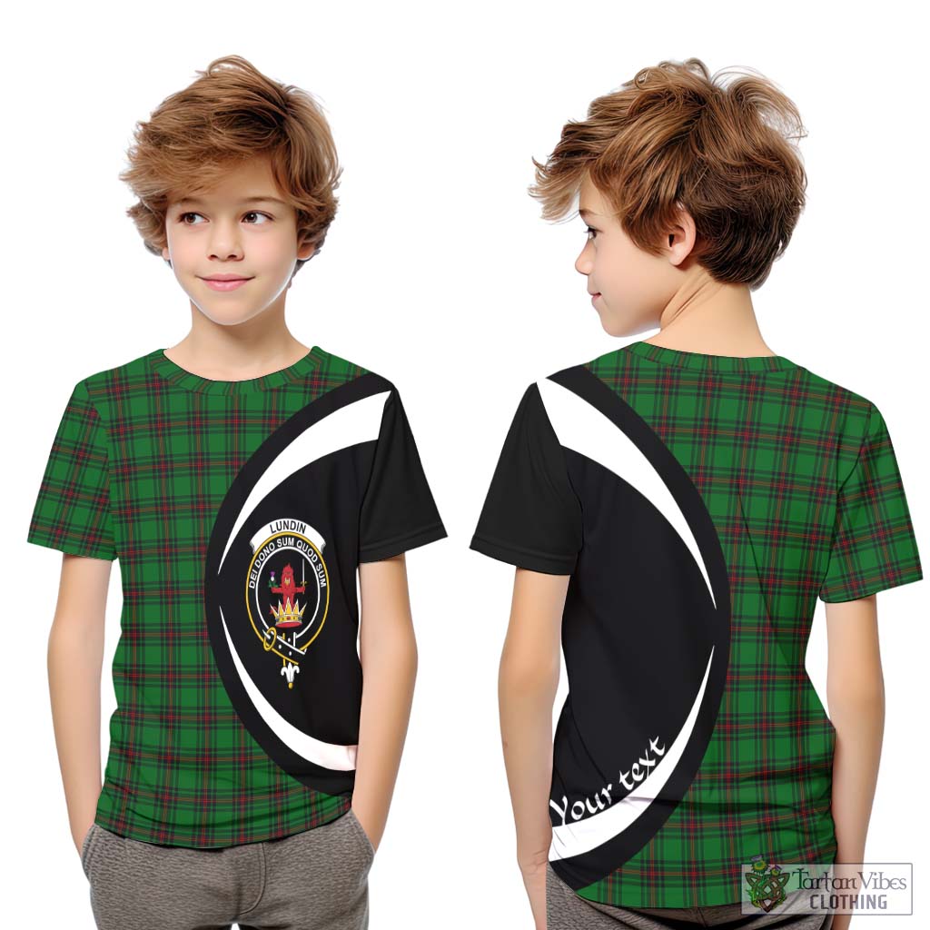 Lundin Tartan Kid T-Shirt with Family Crest Circle Style Youth XL Size14 - Tartan Vibes Clothing