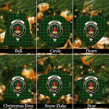 Lundin Tartan Christmas Ceramic Ornaments with Family Crest Ceramic - Tartan Vibes Clothing