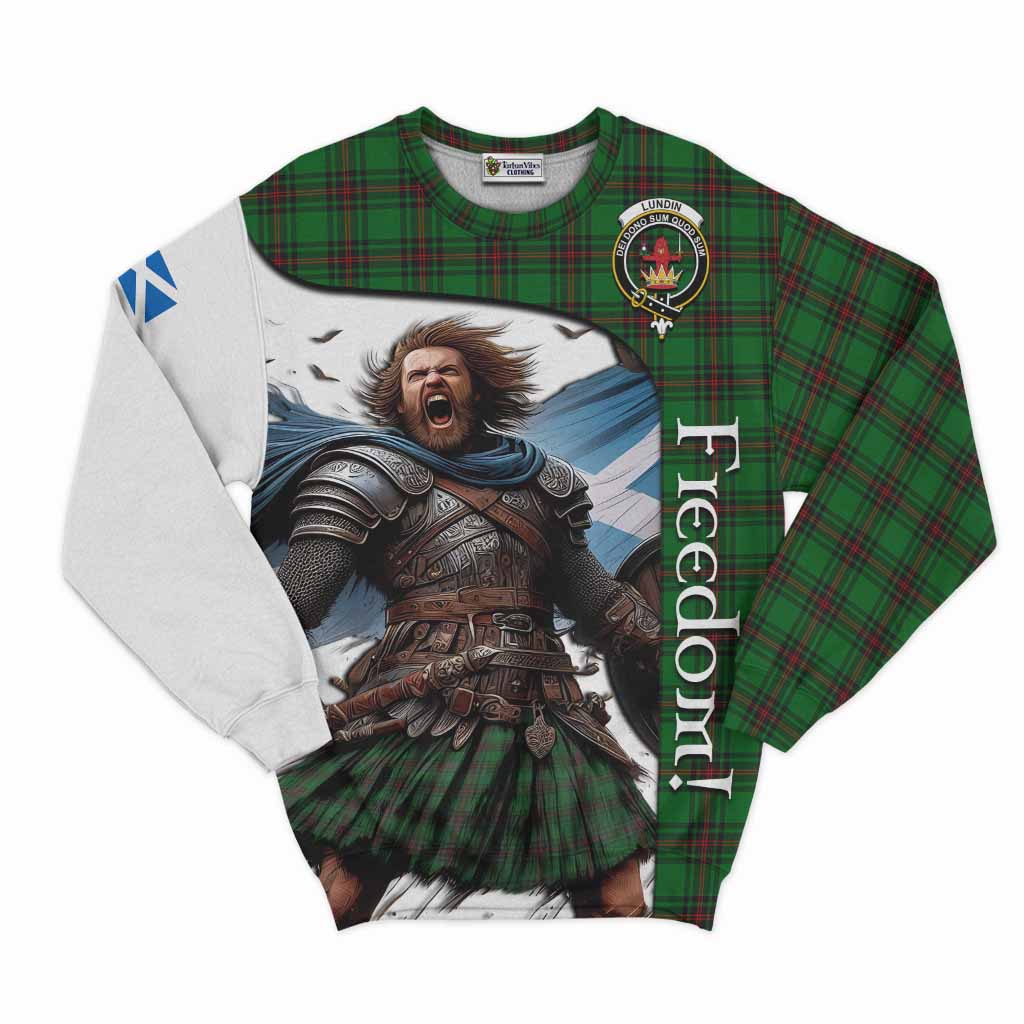 Tartan Vibes Clothing Lundin Crest Tartan Sweatshirt Inspired by the Freedom of Scottish Warrior