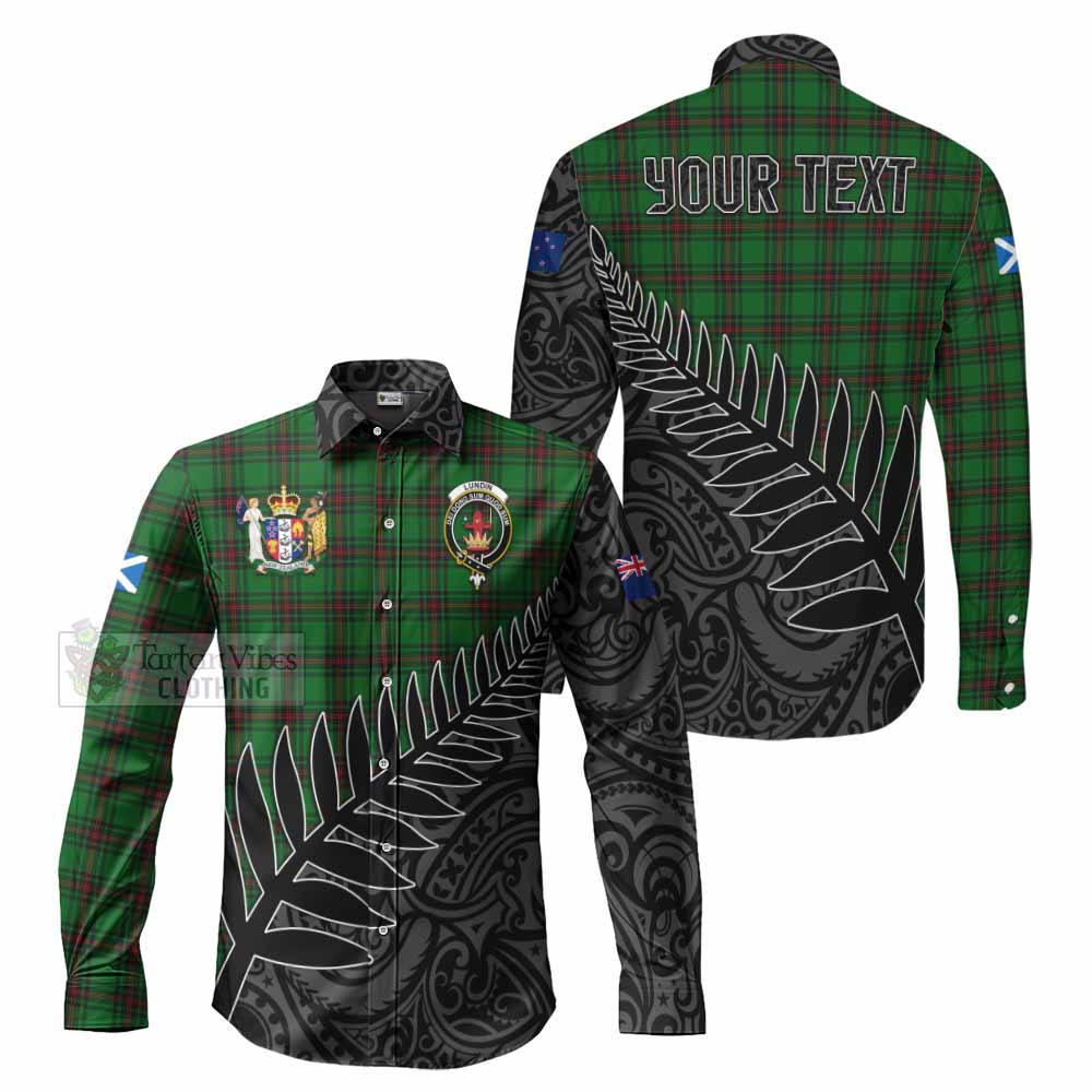 Lundin Crest Tartan Long Sleeve Button Shirt with New Zealand Silver Fern Half Style Men's Shirt S - Tartan Vibes Clothing