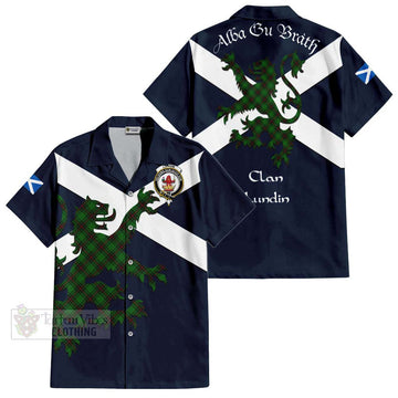 Lundin Tartan Lion Rampant Hawaiian Shirt Proudly Display Your Heritage with Alba Gu Brath and Clan Name Kid - Tartan Vibes Clothing