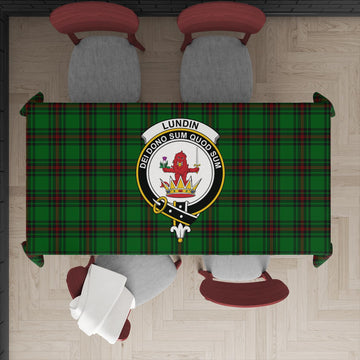Lundin Tartan Tablecloth with Family Crest XL 57.1"x70.9"(145x180cm) - Tartan Vibes Clothing