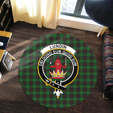 Lundin Tartan Round Rug with Family Crest Premium Round Rug - Tartan Vibes Clothing