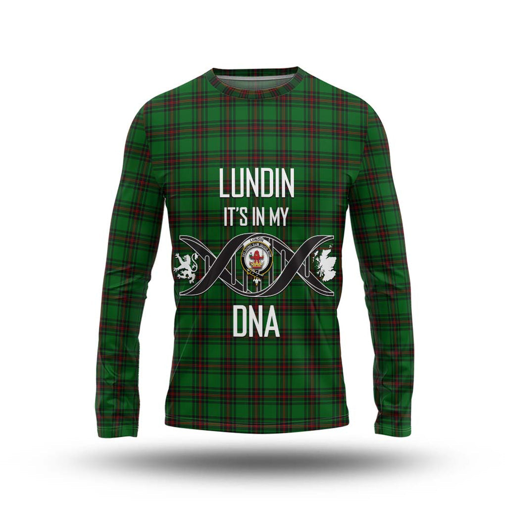 Lundin Tartan Long Sleeve T-Shirt with Family Crest DNA In Me Style Unisex - Tartan Vibes Clothing