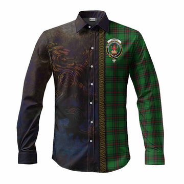 Lundin Tartan Family Crest Long Sleeve Button Shirt Alba Gu Brath Be Brave Lion Ancient Style Men's Shirt S - Tartan Vibes Clothing