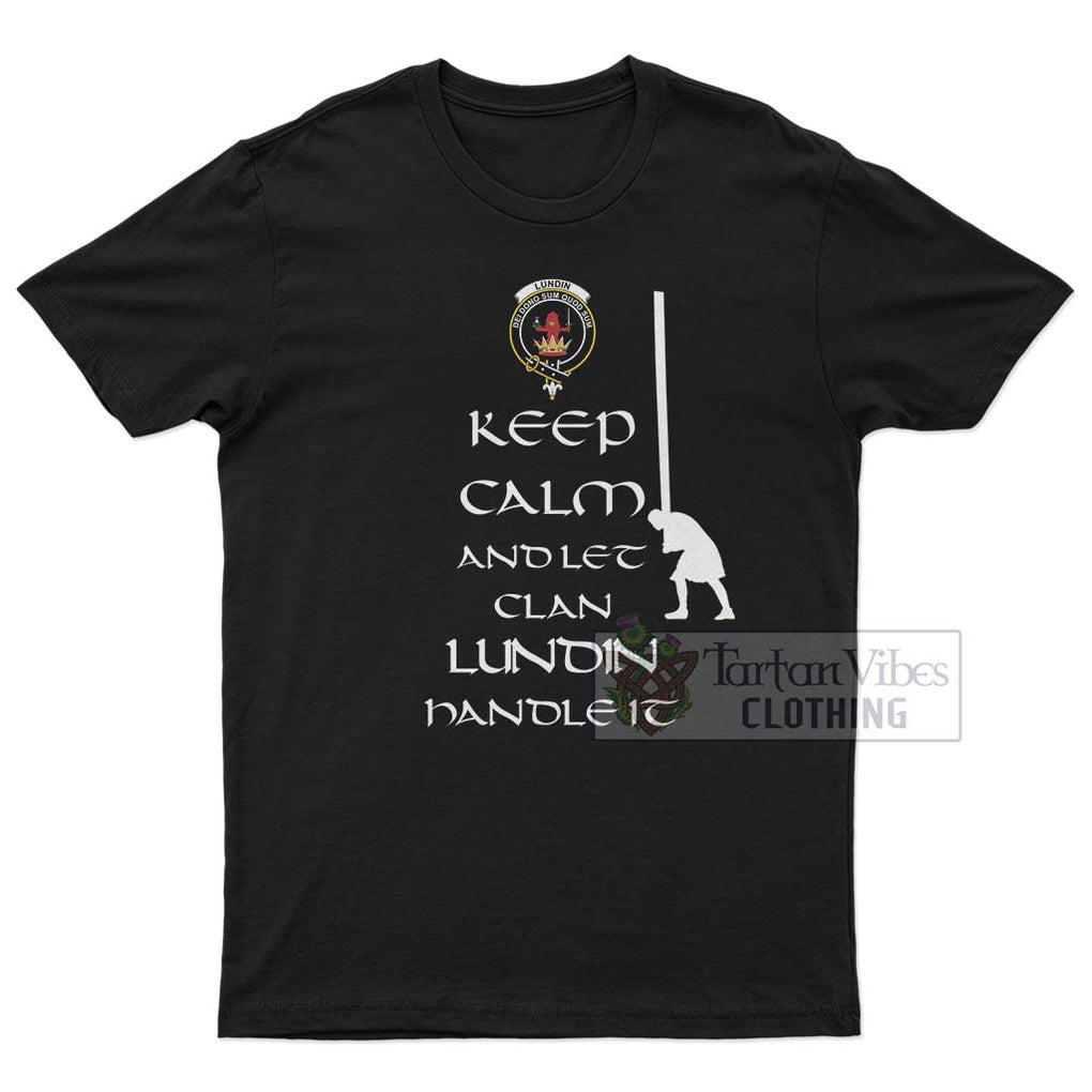 Lundin Clan Men's T-Shirt: Keep Calm and Let the Clan Handle It Caber Toss Highland Games Style White - 2D-tartanvibesclothing