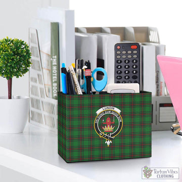 Lundin Tartan Pen Holder with Family Crest One Size 5.9"(L)*2.7"(W)*4.3"(H) - Tartan Vibes Clothing