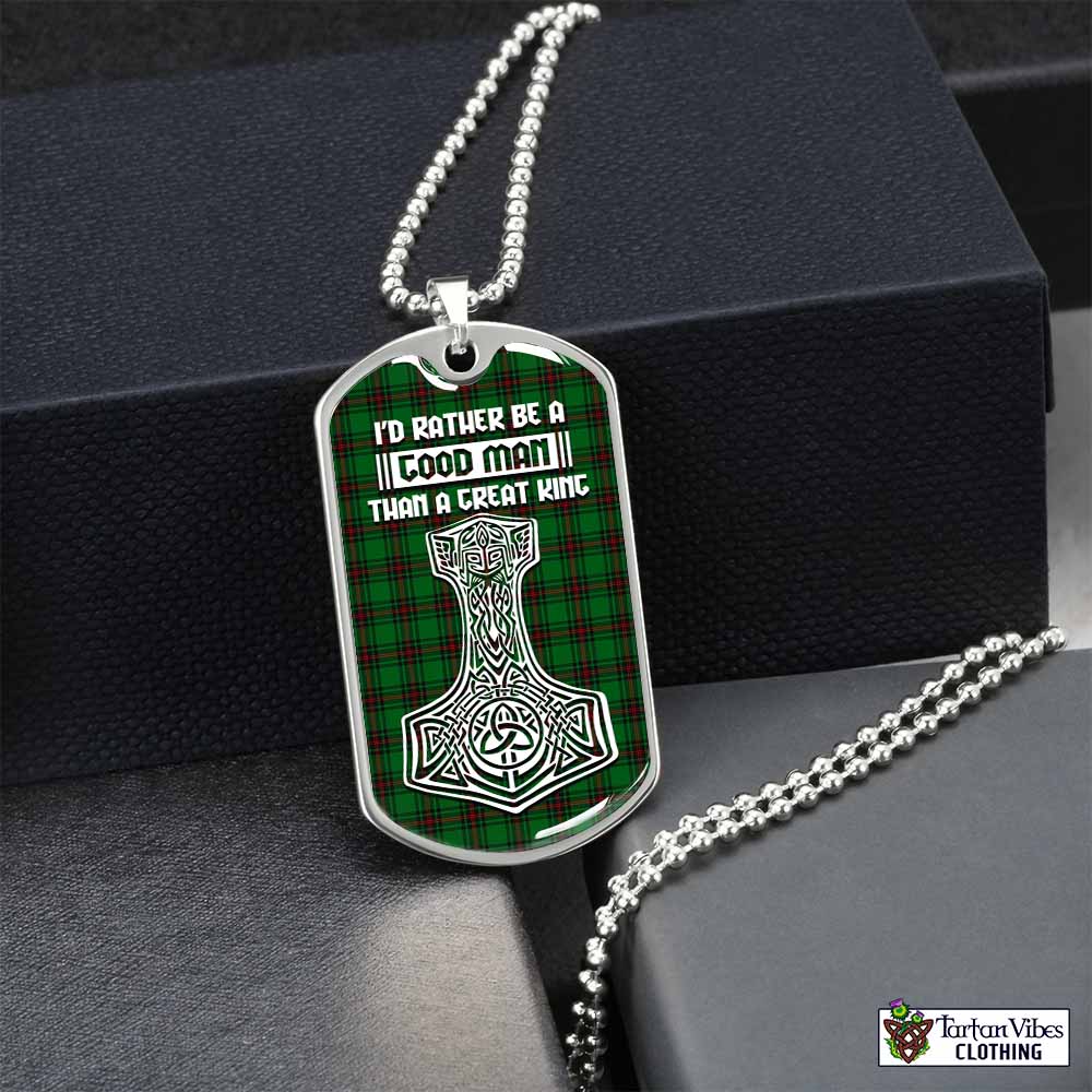 Lundin Tartan Dog Tag Necklace Viking Mjolnir Style Silver No - Tartan Vibes Clothing