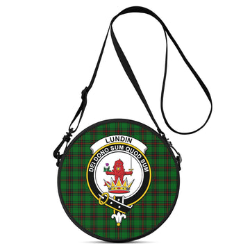 Lundin Tartan Round Satchel Bags with Family Crest
