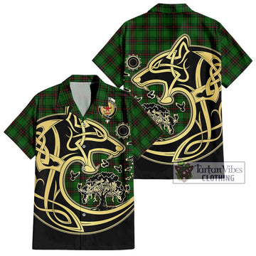 Lundin Tartan Hawaiian Shirt with Family Crest Celtic Wolf Style Kid - Tartan Vibes Clothing