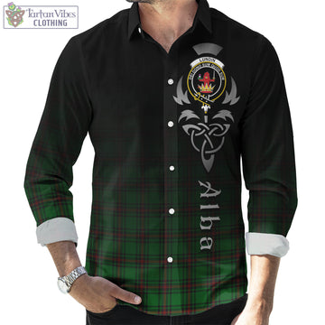 Lundin Tartan Long Sleeve Button Up Featuring Alba Gu Brath Family Crest Celtic Inspired Men's Shirt - Tartan Vibes Clothing