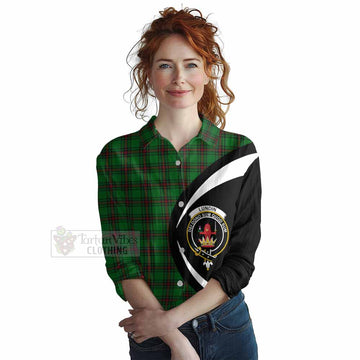 Lundin Tartan Women's Casual Shirt with Family Crest Circle Style Female - Tartan Vibes Clothing