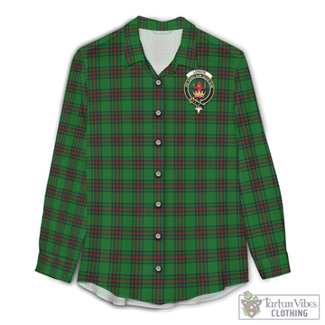 Lundin Tartan Womens Casual Shirt with Family Crest