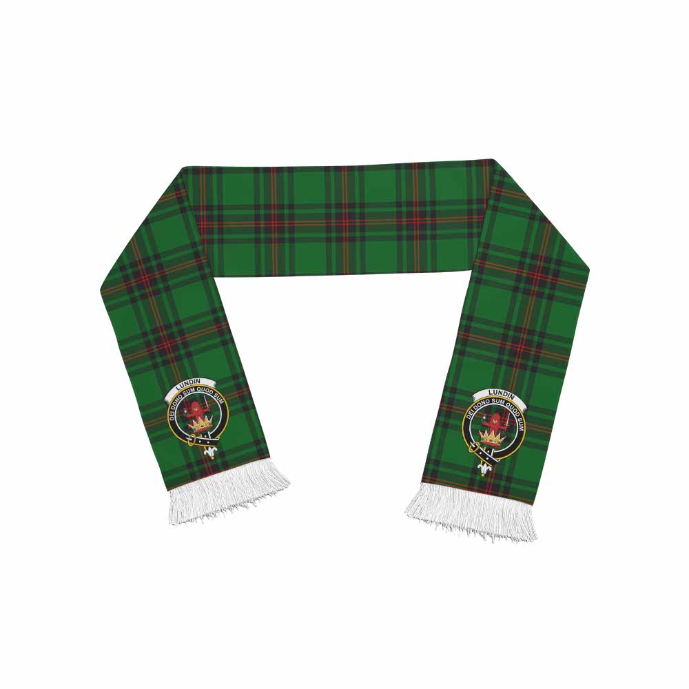 Lundin Tartan Ruffneck Scarf with Family Crest One Size 67.7*6.7 inches - Tartan Vibes Clothing