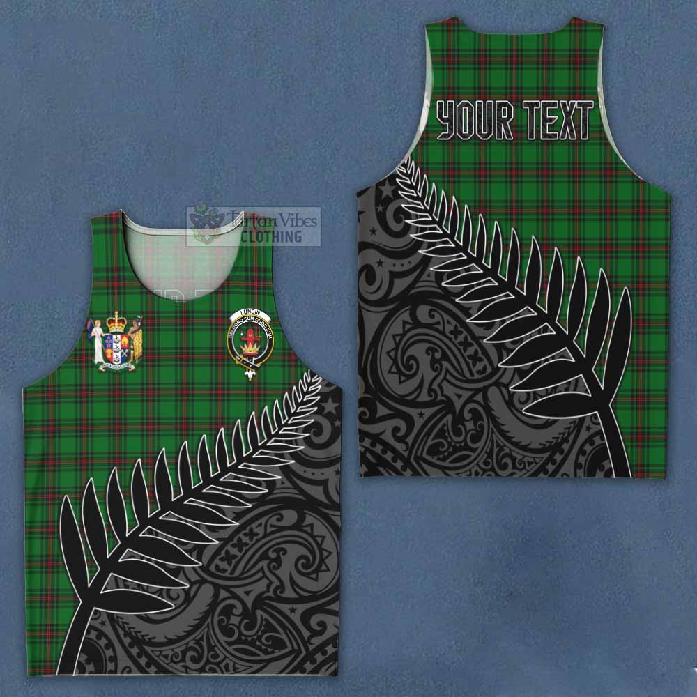 Tartan Vibes Clothing Lundin Crest Tartan Men's Tank Top with New Zealand Silver Fern Half Style