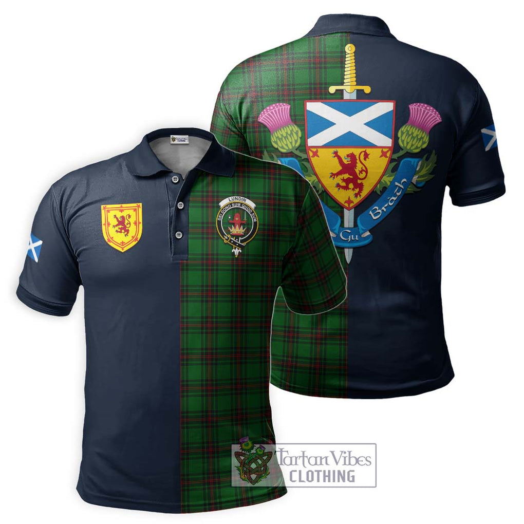 Lundin Tartan Polo Shirt Alba with Scottish Lion Royal Arm Half Style Kid - Tartan Vibes Clothing