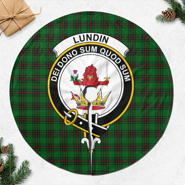 Lundin Tartan Christmas Tree Skirt with Family Crest 47*47 inch - Tartan Vibes Clothing