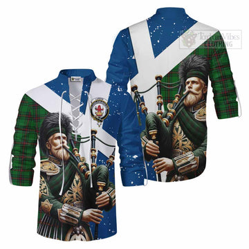Lundin Tartan Ghillie Kilt Shirt with Family Crest Scottish Bagpiper Vibes Men - Tartan Vibes Clothing
