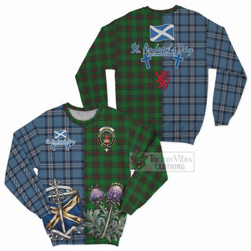 Lundin Tartan Sweatshirt Happy St. Andrew's Day Half Tartan Style Unisex - Tartan Vibes Clothing