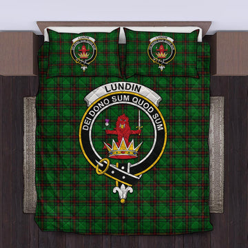 Lundin Tartan Quilt Bed Set with Family Crest King - Tartan Vibes Clothing