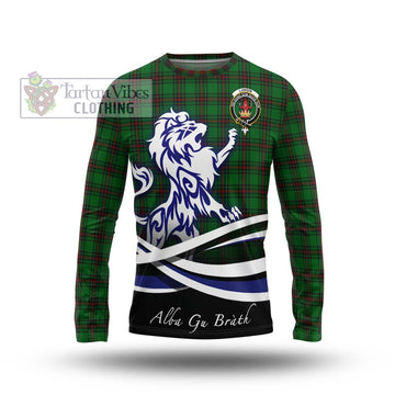 Lundin Tartan Long Sleeve T-Shirt with Alba Gu Brath Regal Lion Emblem Unisex - Tartan Vibes Clothing
